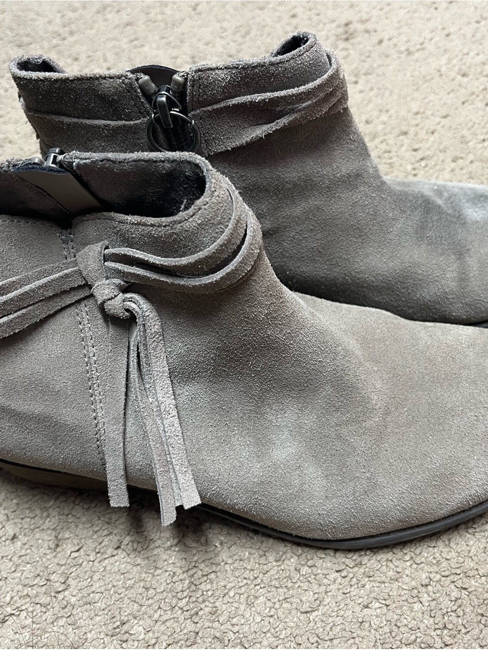 Sketches Women's Suede Ankle Boots in Grey - Stylish Zip & Tassel Detail